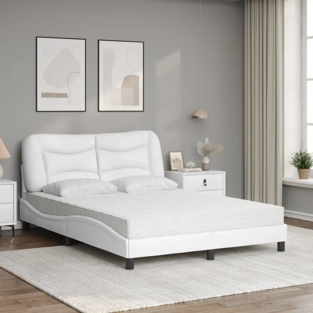 Letto con Materasso Hvar Bianco 140x200 cm in Similpelle 3208725