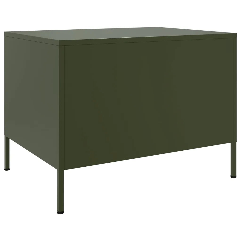 vidaXL Tavolino da Salotto Verde Oliva 68x50x50,5 cm in Acciaio