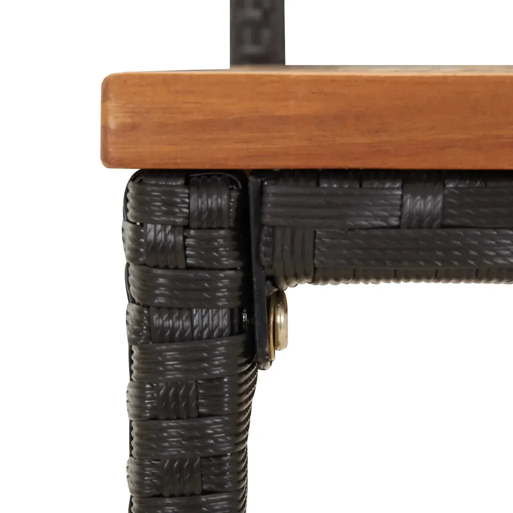Set Bar Giardino 9 pz Nero Polyrattan e Legno Massello Acacia 3187704