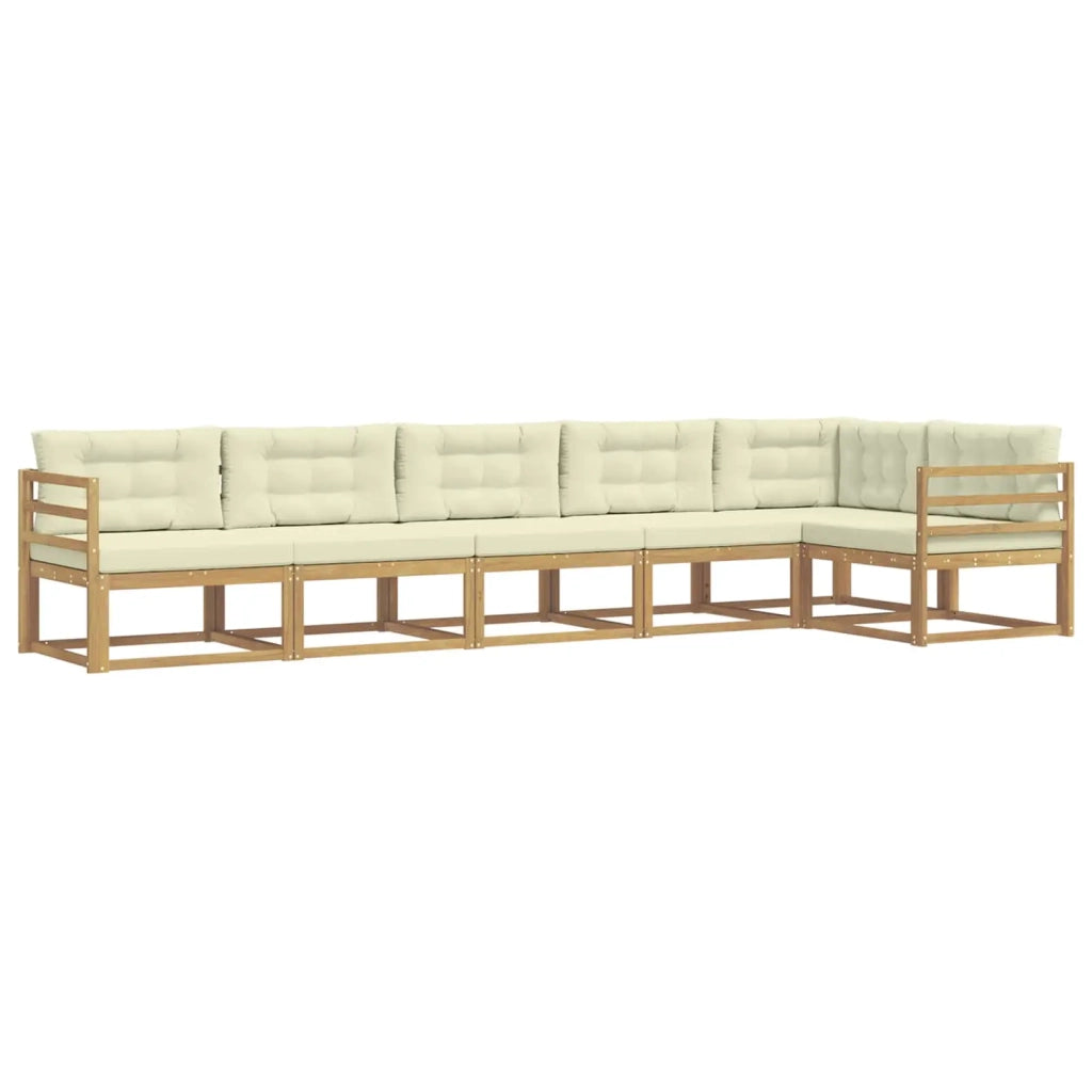 Set di divani da esterno 4 pcs Bianco e Crema Poliestere