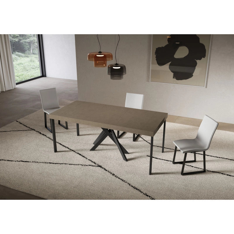 Consolle allungabile 90x40/300 cm Saki Premium telaio Antracite - Tortora