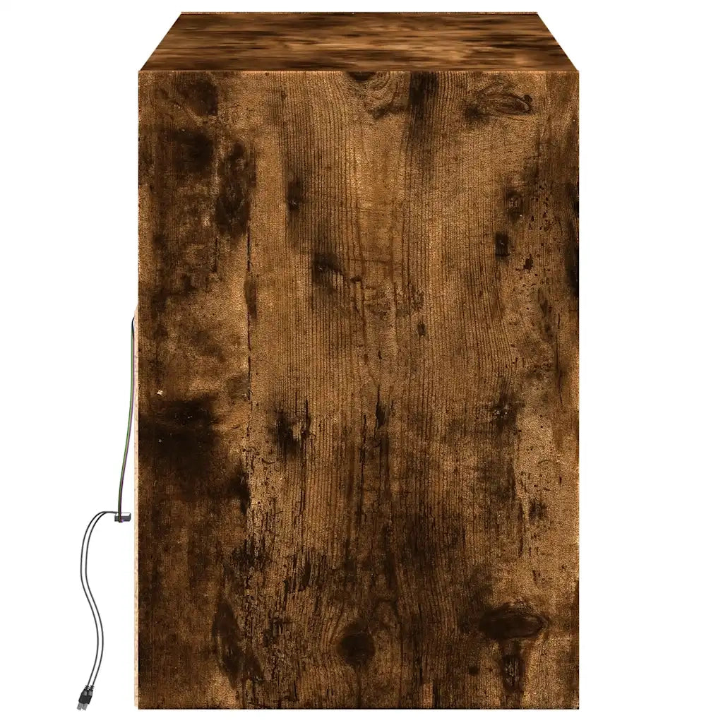 Mobile TV a Parete con Luci LED Rovere Fumo 130x31x45 cm