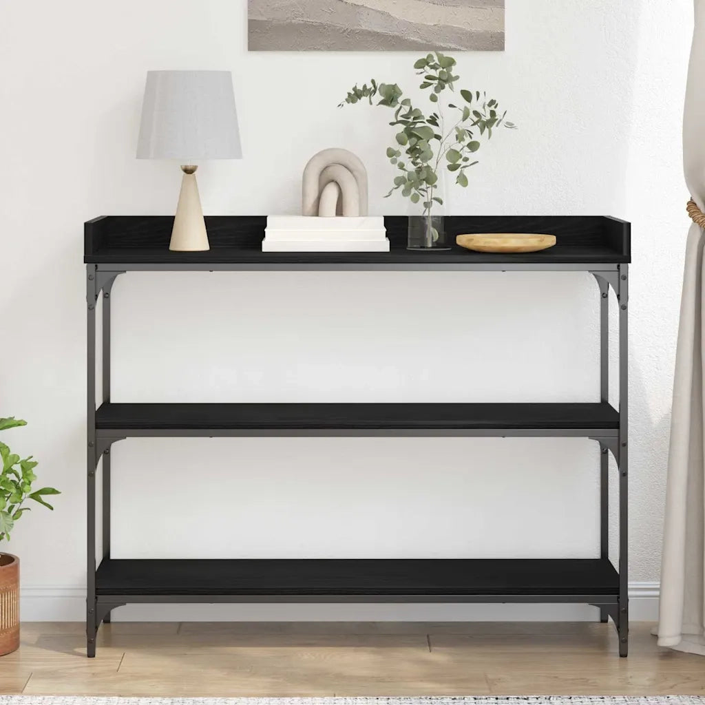 Tavolo Consolle con lo scaffale Rovere nero 100 x 30 x 80 cm 863569