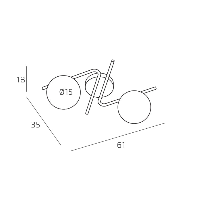 BOOMERANG APPLIQUE-PLAFONIERA 2 LUCI ATTACCO E27 SABBIA E VETRO BIANCO