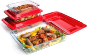 Set di 8 scatole per forno rettangolari in vetro con coperchio - Scatole per forno in diverse misure