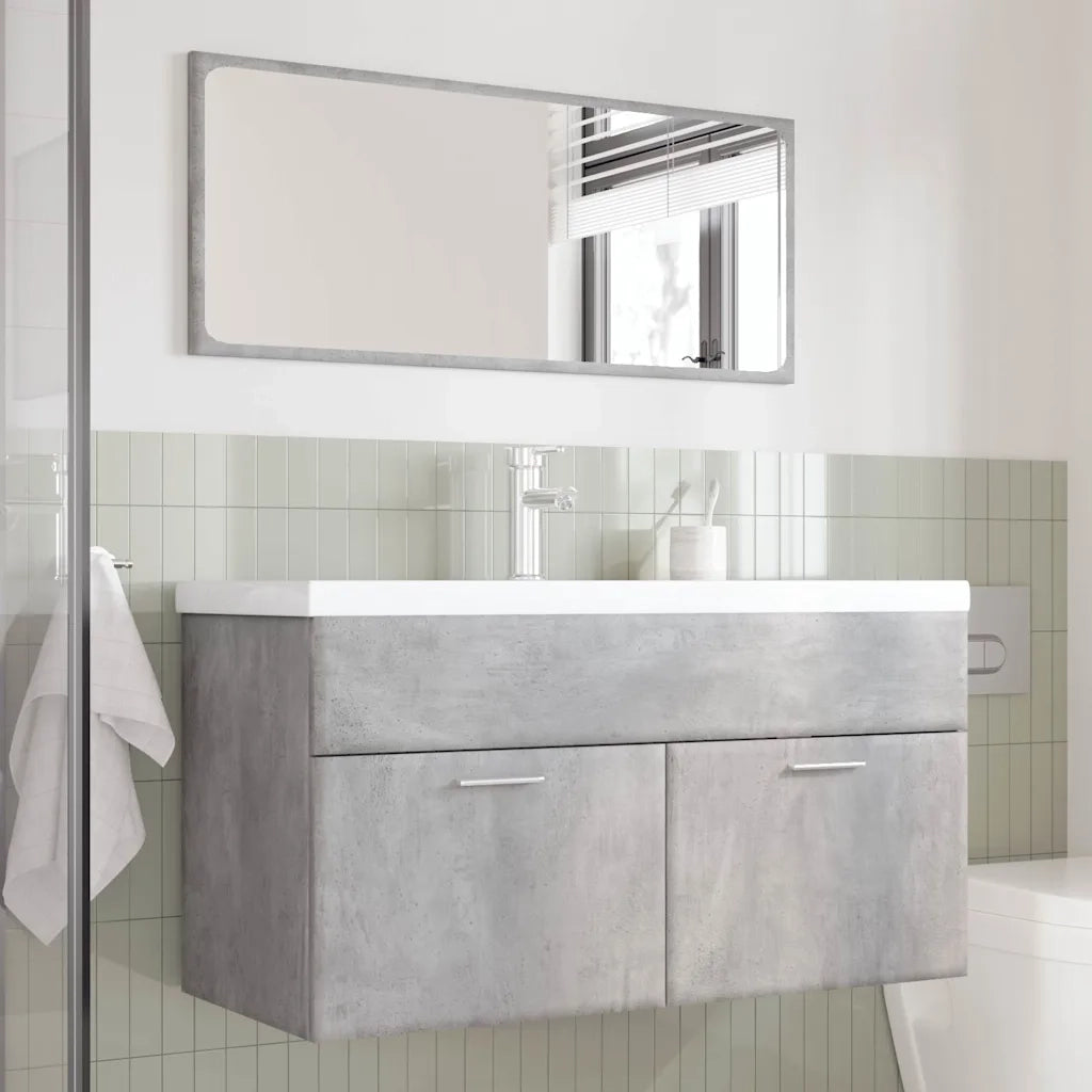 Set Mobili da Bagno 3 pz Grigio Cemento in Legno Multistrato 3324863