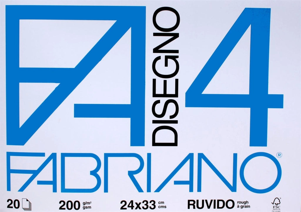 FABRIANO BLOCCO DISEGNO F4 24X33CM RUVIDO 20 FOGLI