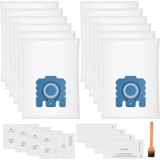 Pacchetto da 12 sacchi a stoviglie 3D Pure - Adatto per aspirapolvere Miele Hyclean GN Classic C1 Complete C2 Complete C3, S2 S5 S8 S800 S600 serie - comprensivo di 4 filtri motori e 4 filtri di scarico.