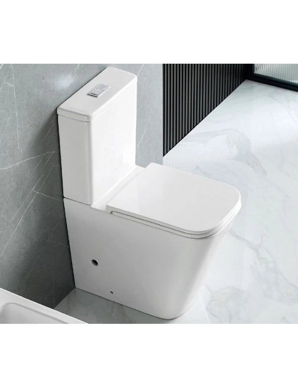 SEAN Rimless Rimless White Rimless Set WC senza brida - con sedile WC e serbatoio