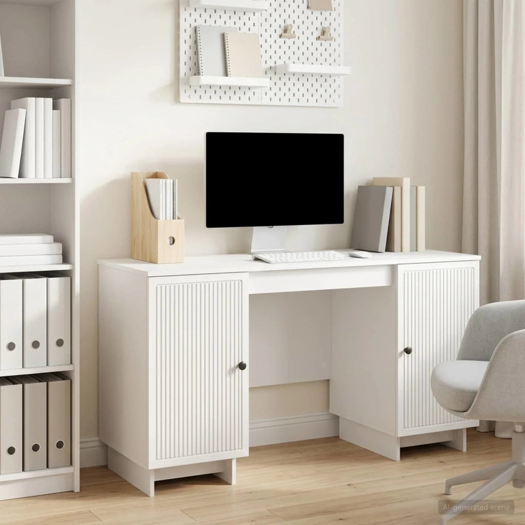 Scrivania Bianco Lucido Legno ingegnerizzato 142,5 x 50 x 75 cm 3414571
