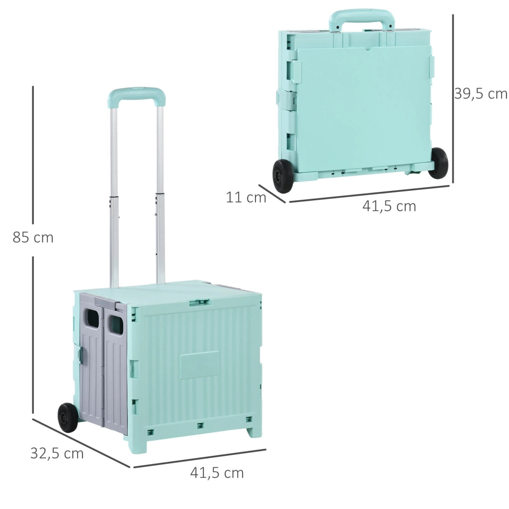 Carrello per Supermercato con 2 Ruote ¨C zephmum ¨C Verde 41.5x32.5x85 cm