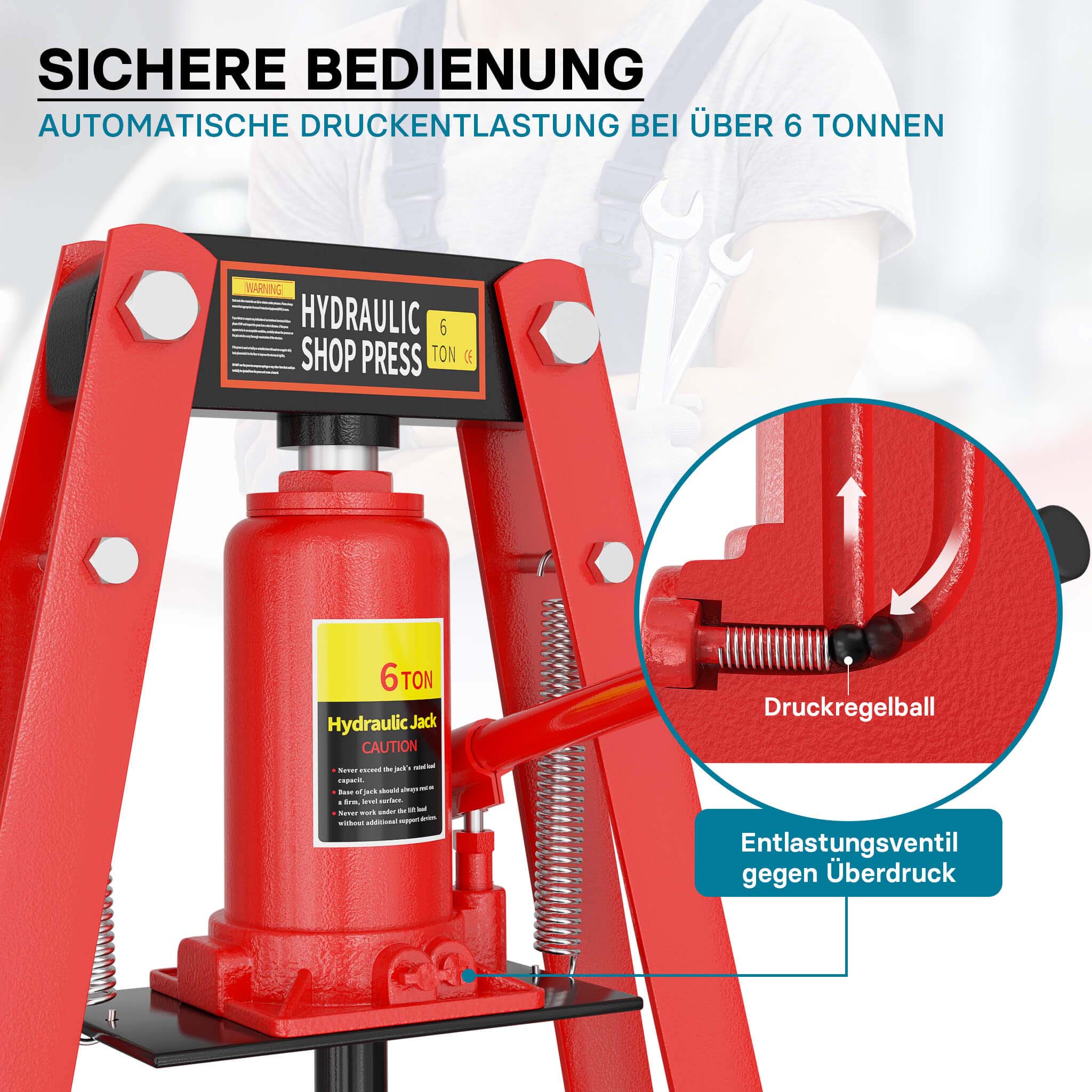 Pressa idraulica da officina 6t Pressa con telaio ad A per cuscinetti