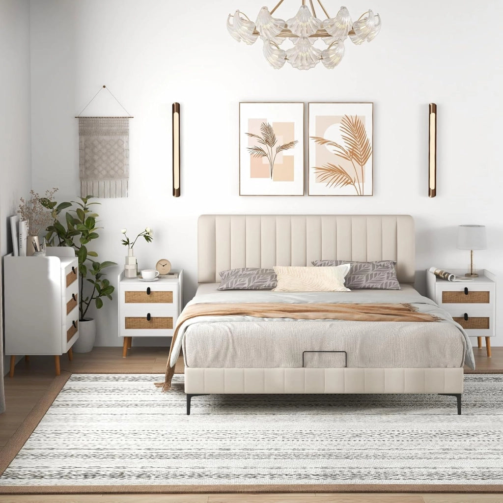 Comodino Camera, Comodino da Notte, Comodino Camera da Letto Moderno, con 3 Cassetti, Grande Capacità di Stoccaggio, Resistente ai Graffi, con Manico in Metallo