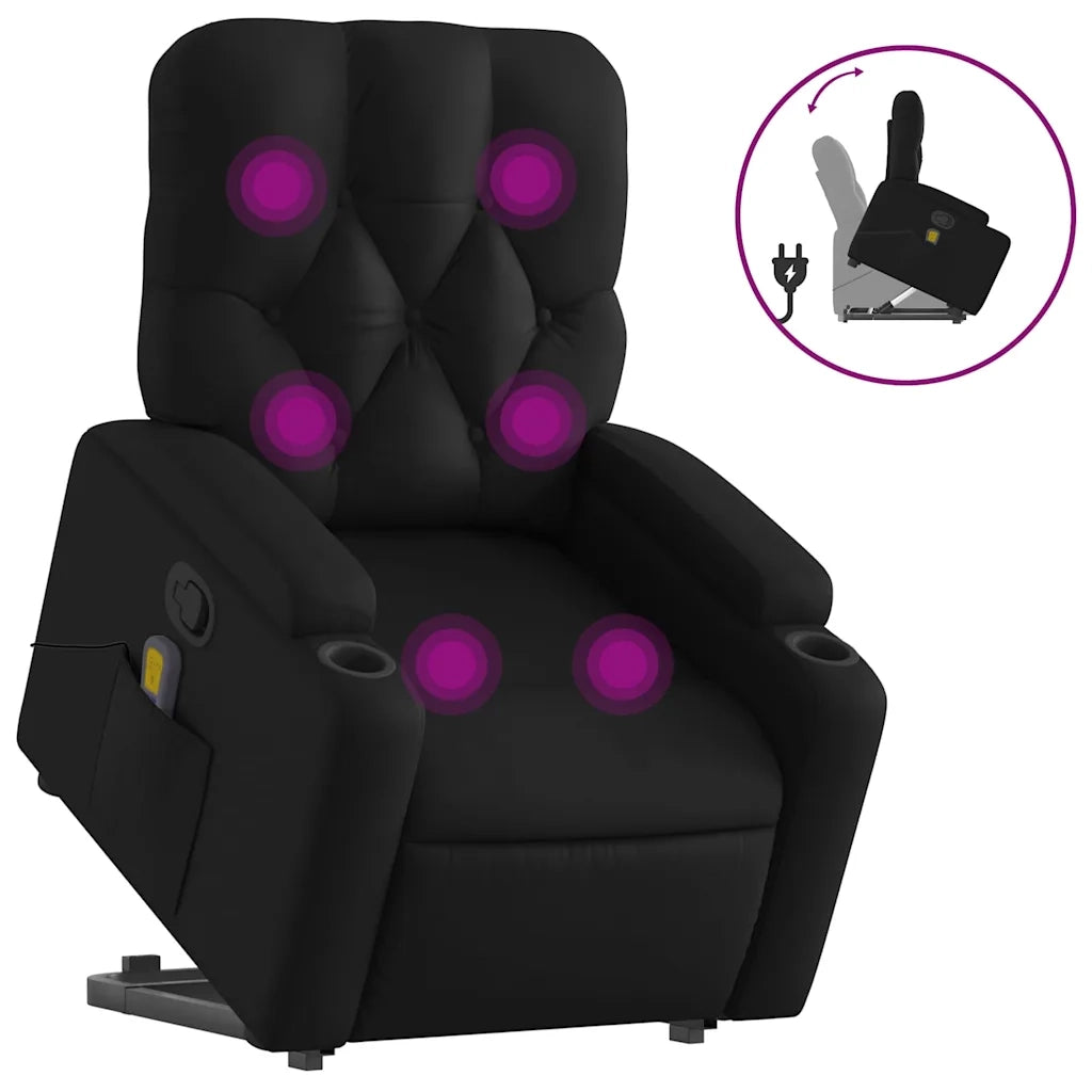 Poltrona | Sedia Relax Alzapersona Reclinabile Massaggio Nero Similpelle
