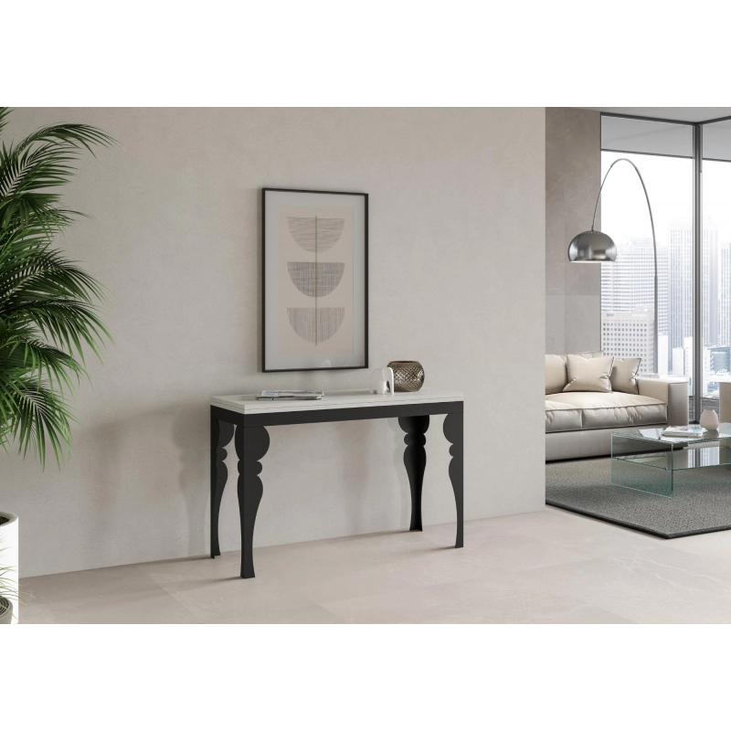 Tavolo apribile 120/200x45/90 cm Paxon Double telaio Antracite - Bianco Frassino