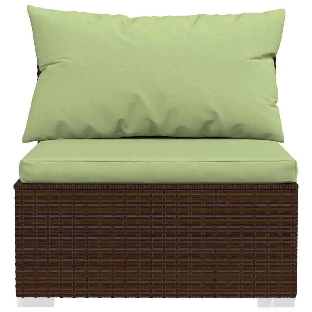 Set Divani da Giardino 4 pz con Cuscini in Polyrattan Marrone cod mxl 38835