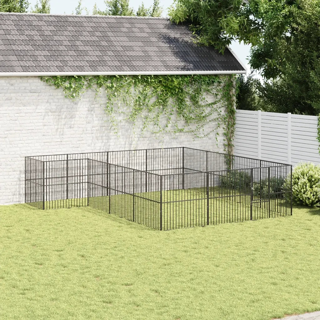 Box per Cani 16 Pannelli Nero Acciaio Zincato 3209559