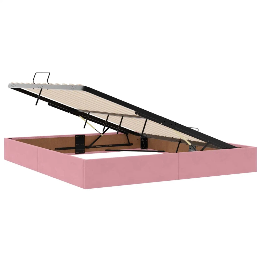 Letto con contenitore LED e materasso Rosa 180 x 200 cm Velluto 3460091