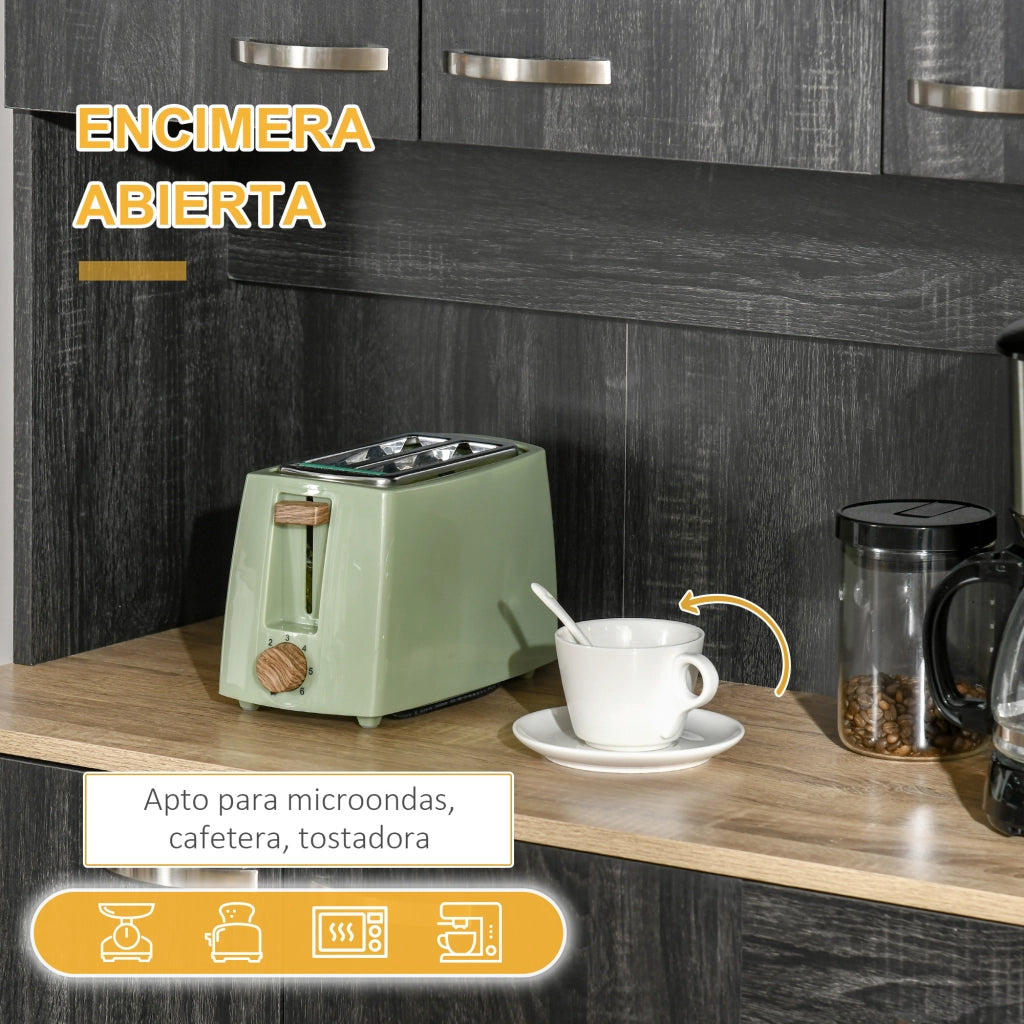 Armadio Cucina con 6 Porte e Cassetto ¨C zephmum ¨C 101x39x180 cm Nero