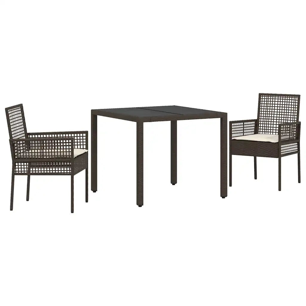 Set da Pranzo per Giardino 3 pz | Set Salotto da Giardino Marrone polyrattan