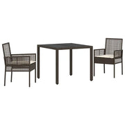 Set da Pranzo per Giardino 3 pz | Set Salotto da Giardino Marrone polyrattan