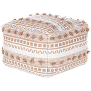 Pouf beige in cotone 50 x 50 x 35 cm con imbottitura in EPS Rivestimento tessuto spesso Pouf Boho