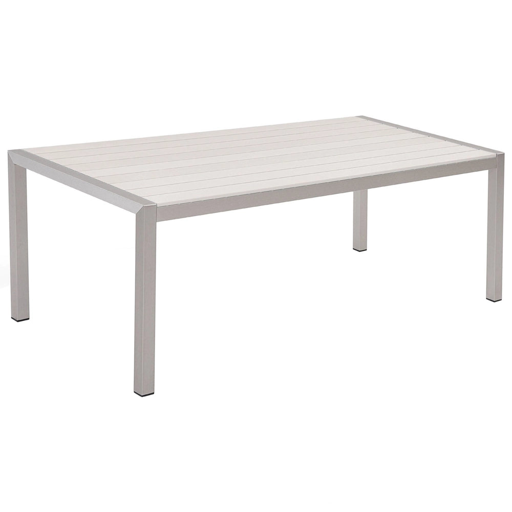 Tavolo da pranzo con struttura in alluminio anodizzato bianco per 6 persone 180 x 90 cm dal design moderno