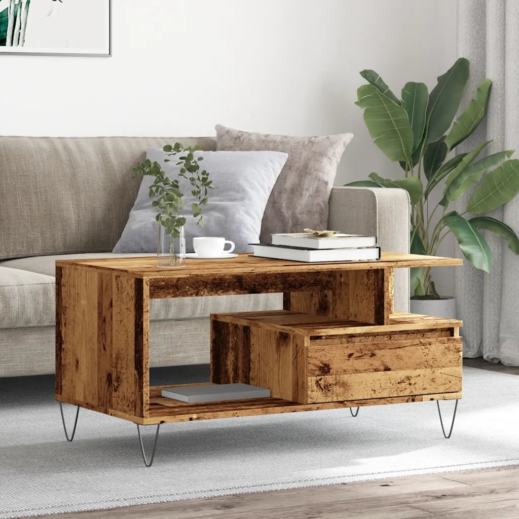 Tavolino da salotto | Tavolino da caff¨¨ | Tavolino da Soggiorno Legno Antico 90x49x45 cm Legno Multistrato
