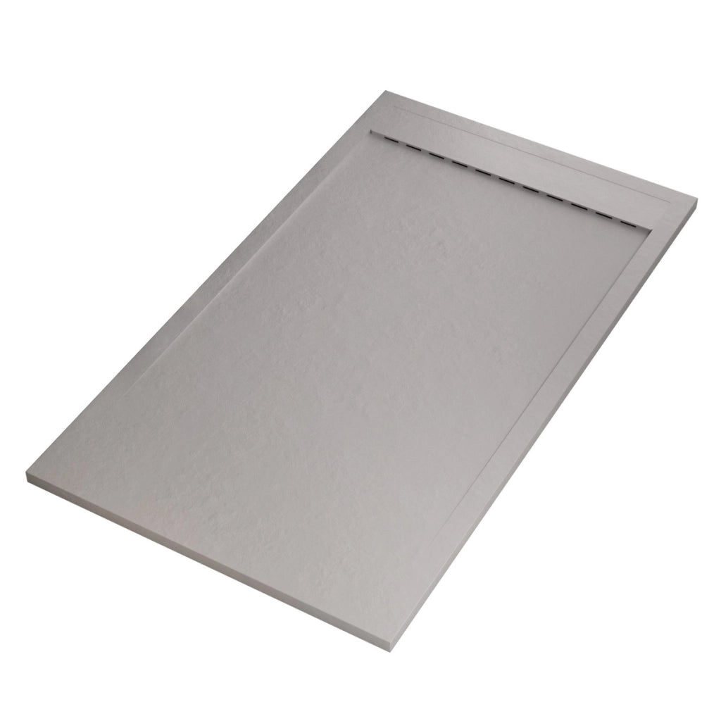 Piatto doccia in marmo resina grigio chiaro pietra cemento prestige, misura 80x190