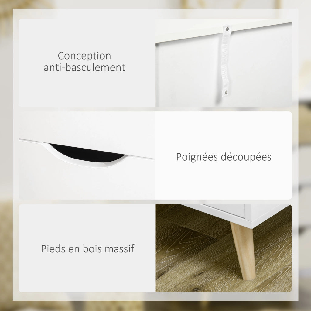 Cassettiera 5 Cassetti Legno Bianco ¨C Zephmum ¨C 60x40x77.5 cm