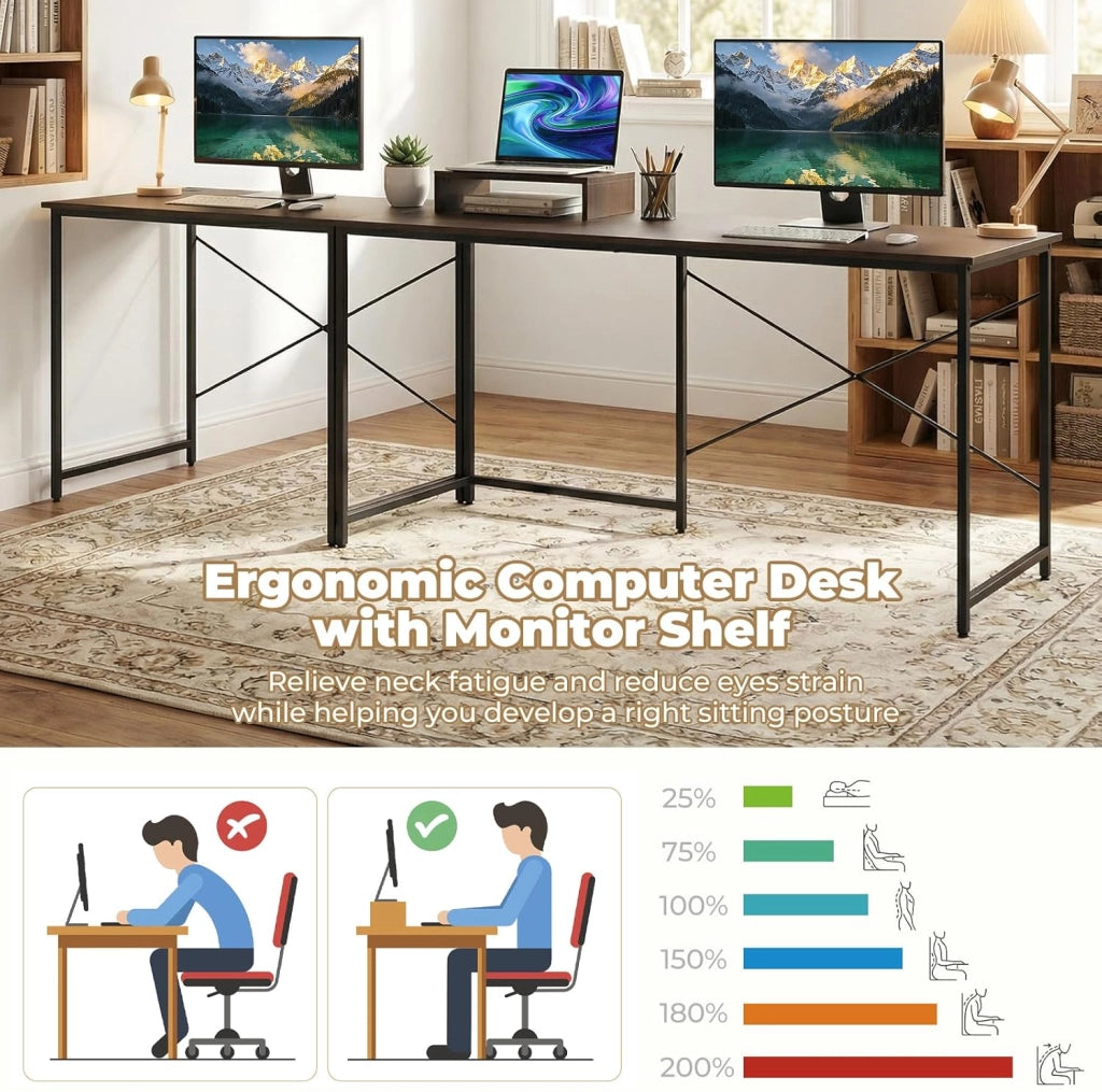 Scrivania per computer a forma di L, scrivania ad angolo convertibile con passacavi e supporto per monitor, 150 x 150 x 74,5 cm, tavolo da lavoro per ufficio, camera da letto (marrone, senza
