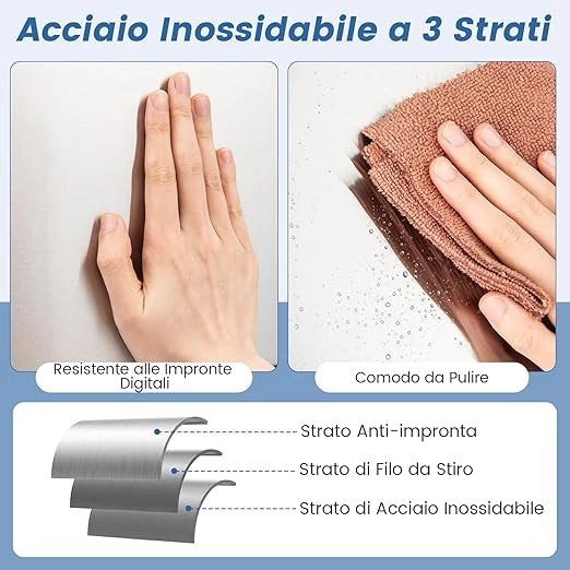 56L Pattumiera in Acciaio Inossidabile, Cestino della Spazzatura con Sensore di Movimento e 2 Contenitori Interni Rimovibili, Coperchio a Chiusura Lenta per Cucina Soggiorno Ufficio (Argento)