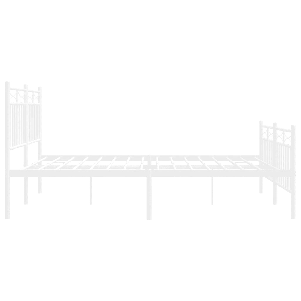 Giroletto con Testiera e Pediera Metallo Bianco 140x190 cm 373758
