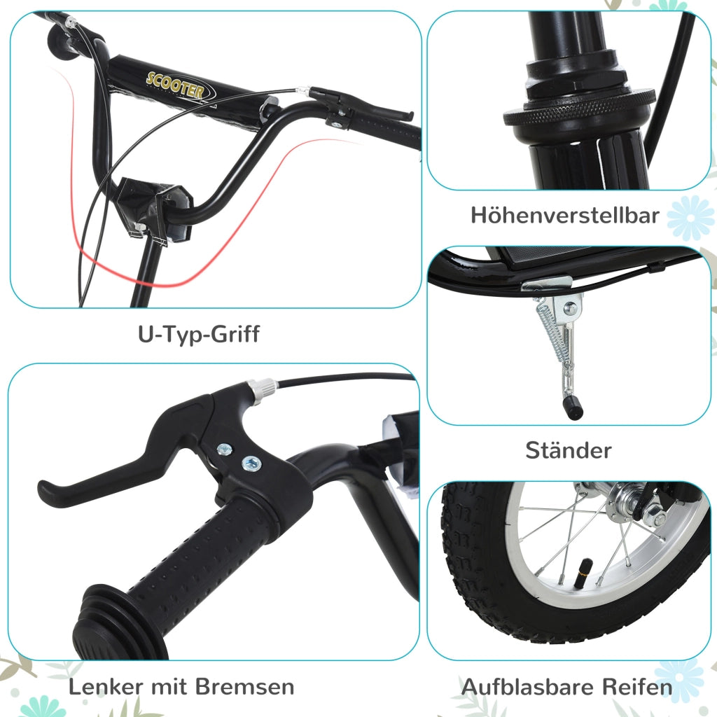 Scooter per Bambini 12 Pollici con Freni ¨C Zephmum ¨C Nero Metallico