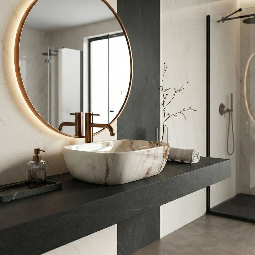 Lavabo Da Appoggio Rea Belinda Marrone Shiny