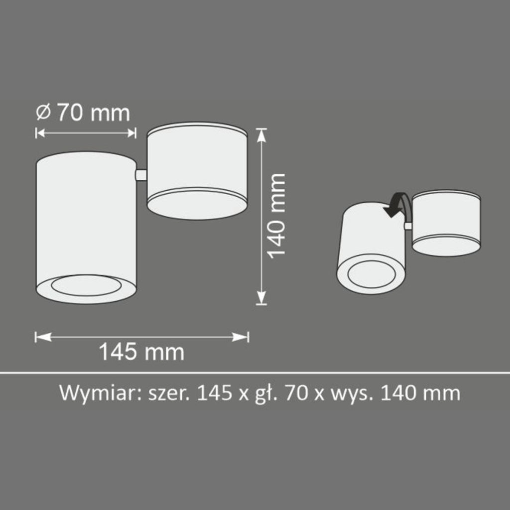 Spot plafoniera orientabile GU10 tonda nera Polux Hobro