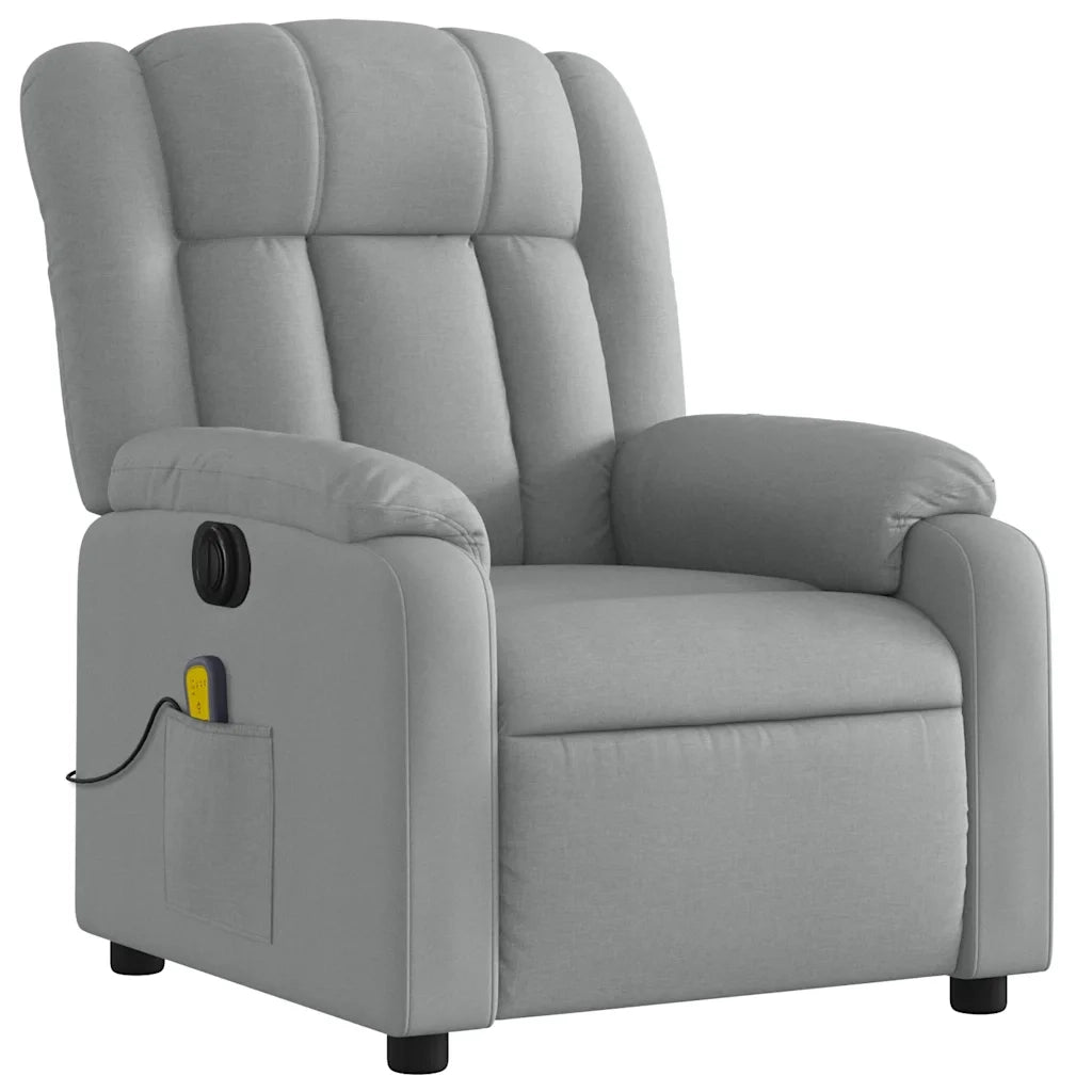 Poltrona Reclinabile Massaggio Elettrica Grigio Chiaro Tessuto 3205304