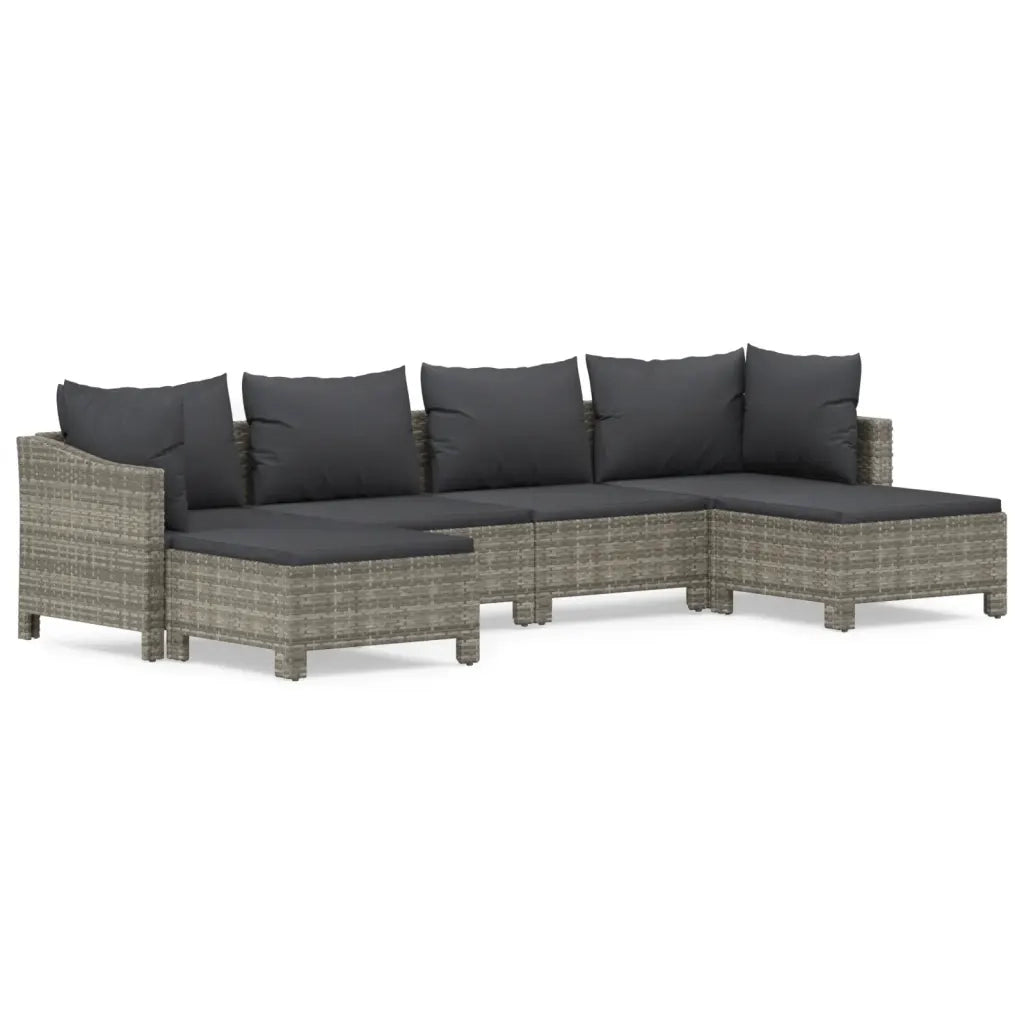 Set Divani da Giardino 6 pz con Cuscini in Polyrattan Grigiocod mxl 124580