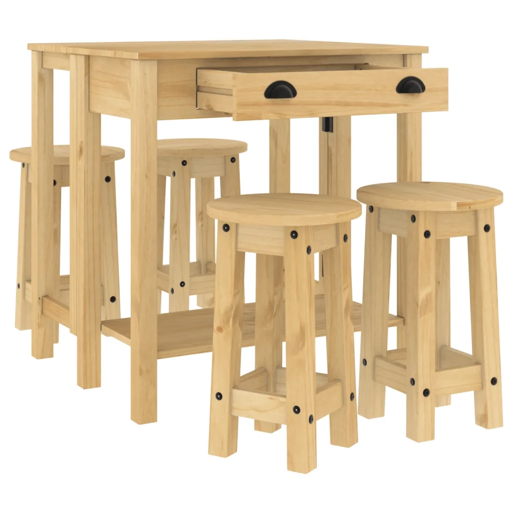 Set da Bar 5 pz in Legno Massello di Pino 3217075
