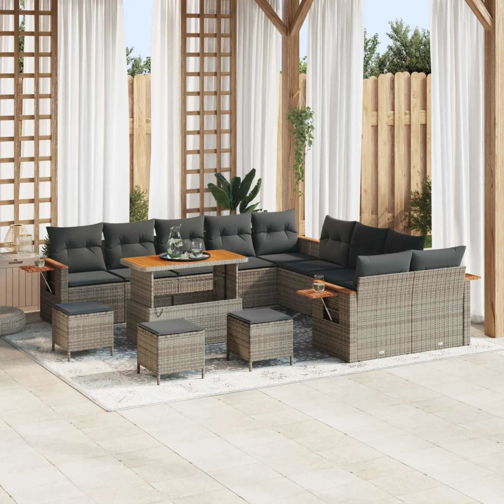 Set Divano da Giardino 14 pcs Grigio polyrattan 3363113