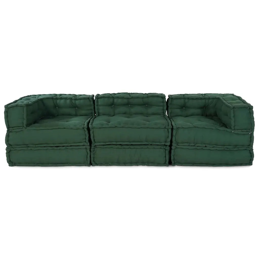 Unità di Divano Modulare 3 pcs Verde Tessuto