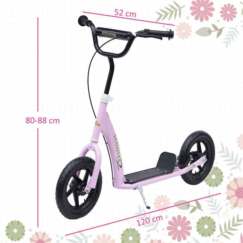 MONOPATTINO PER BAMBINI 5-12 ANNI CON FRENO POSTERIORE E MANUBRIO REGOLABILE, 120X52X80-88 CM, ROSA
