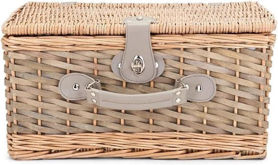 Borsa picnic per 4 persone - 14 litri - intrecciato di lino e cotone - 23 accessori
