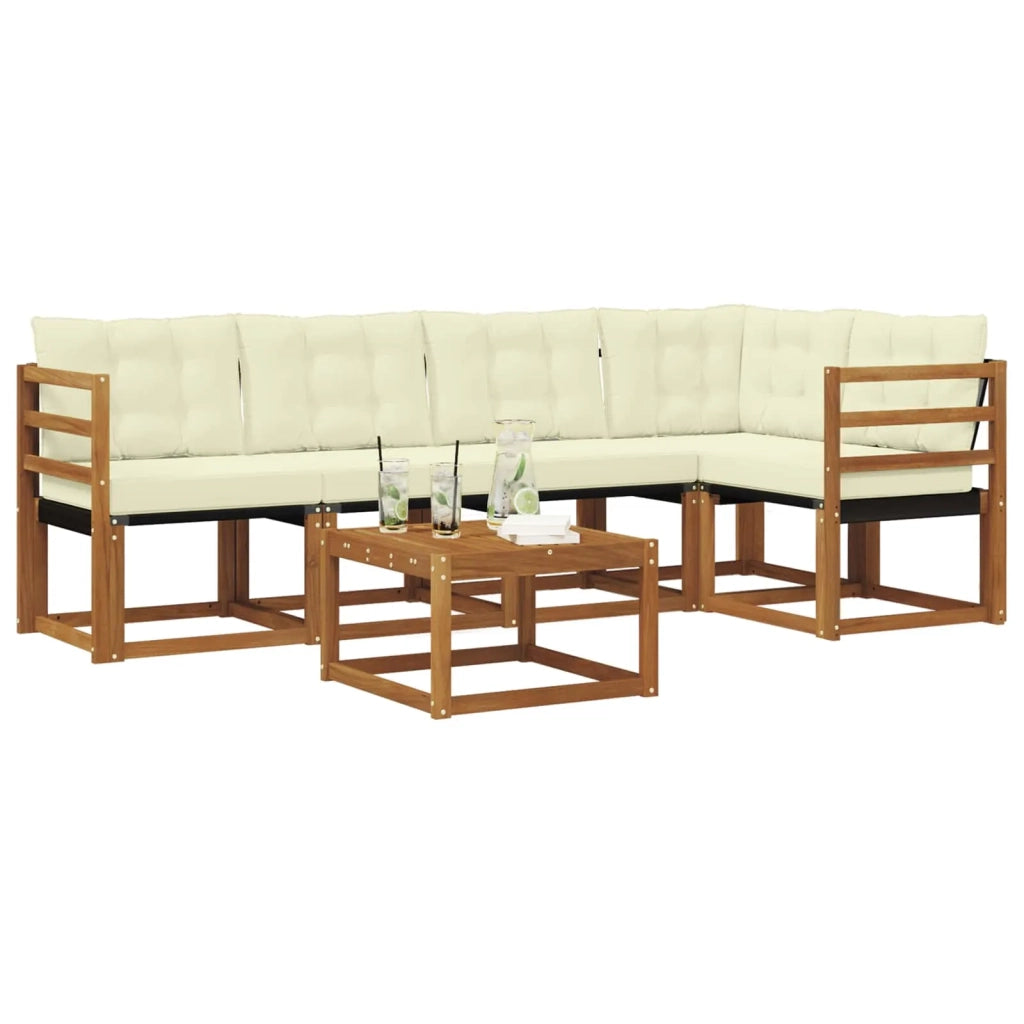Set di divani da esterno con cuscino 6 pcs Naturale e Crema
