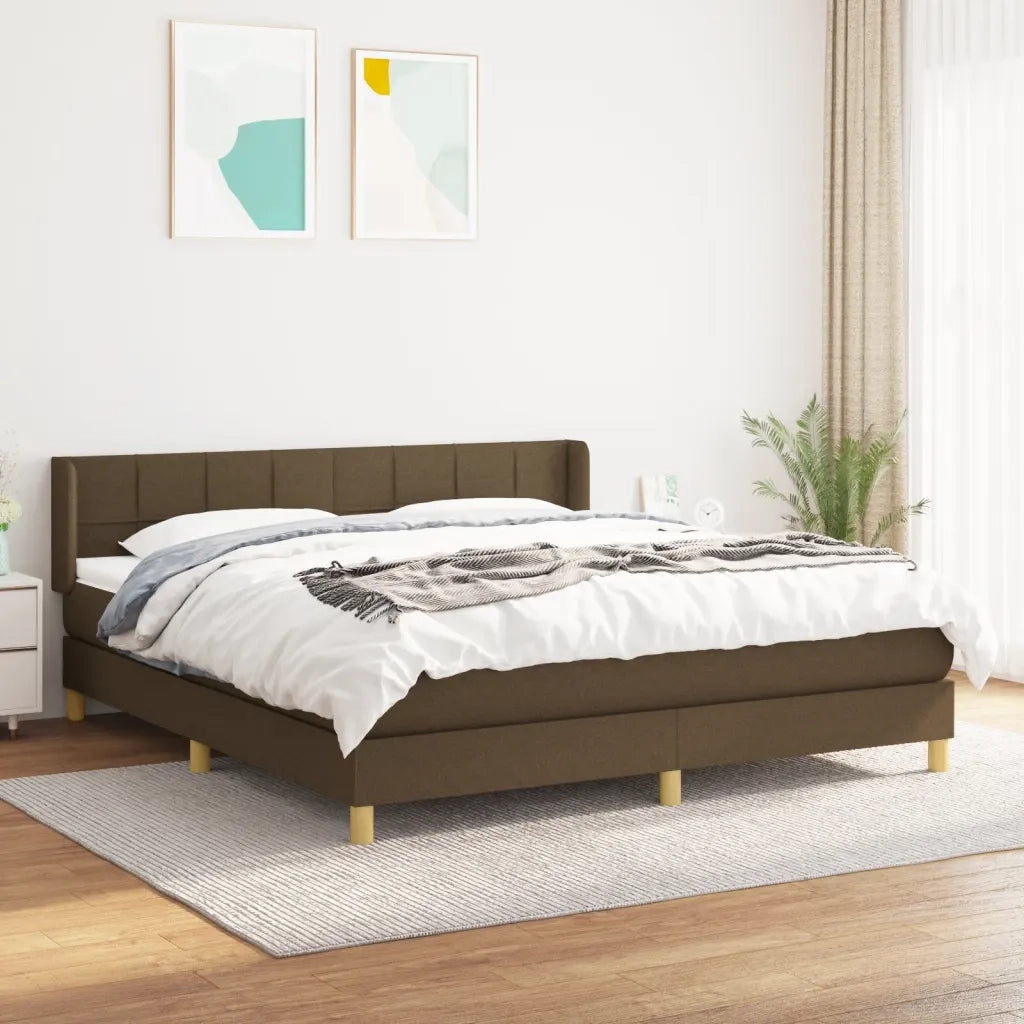 Giroletto a Molle con Materasso Marrone Scuro 160x200cm Tessuto 3130284