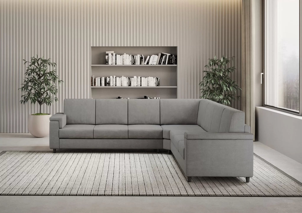 Divano marrak 3 posti  (tre sedute da 60cm) + angolo + divano 3 posti (tre sedute da 60cm) misure esterne l.286x286 | grigio - Mobili 2G