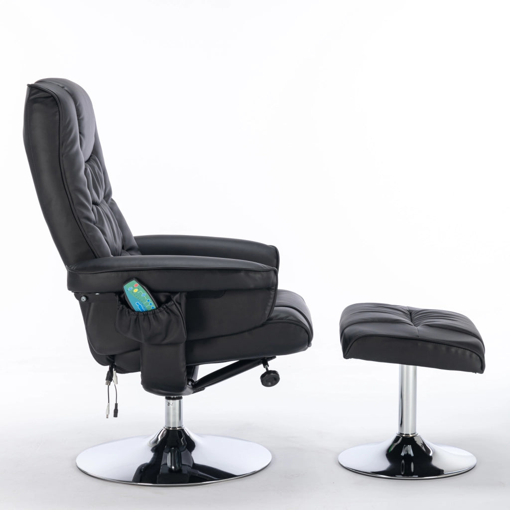 Poltrona Massaggiante con Poggiapiedi ¨C MINIMAL ¨C Similpelle Nera, Relax Soggiorno