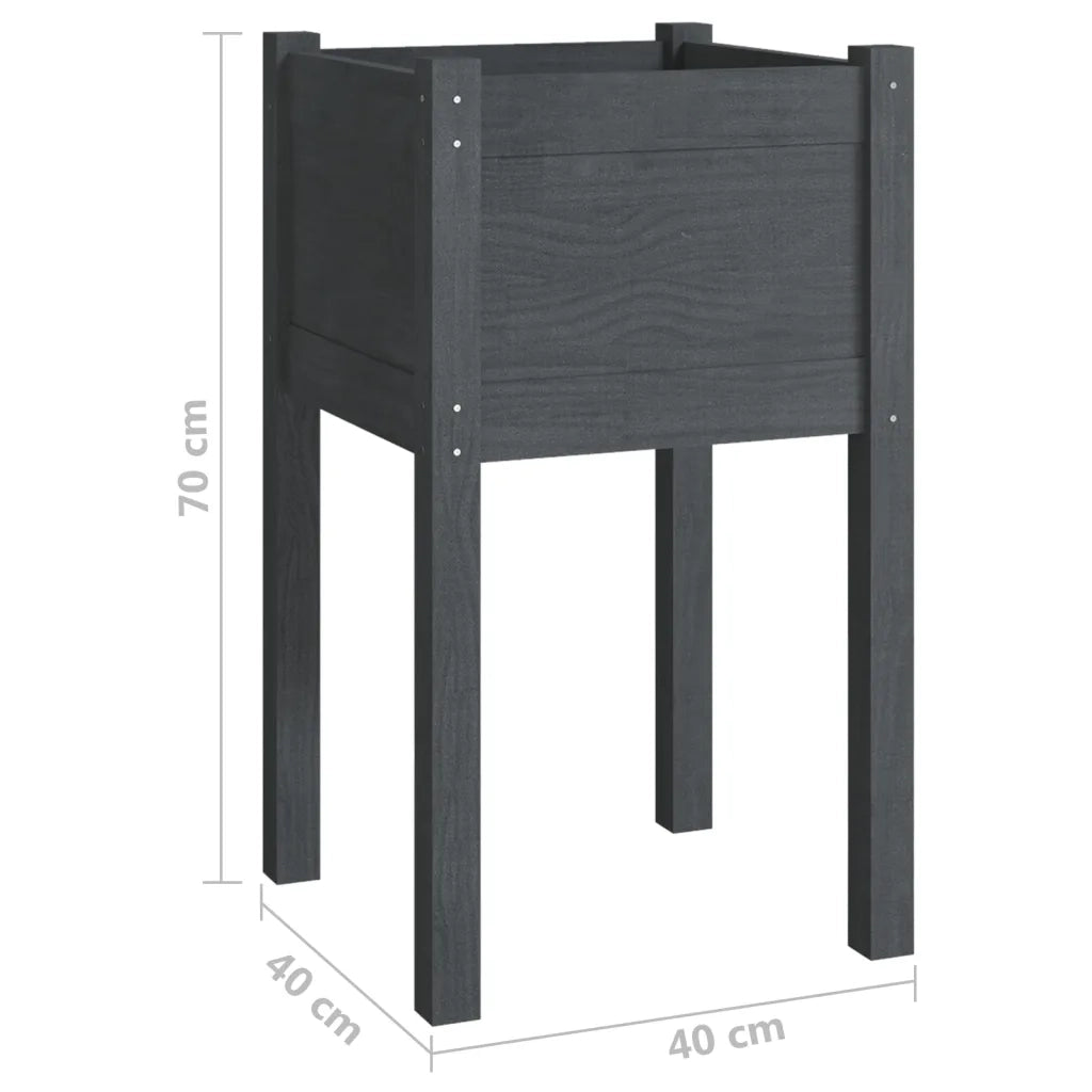 Fioriere da Giardino 2 pz Grigie 40x40x70 cm in Legno di Pino 810794