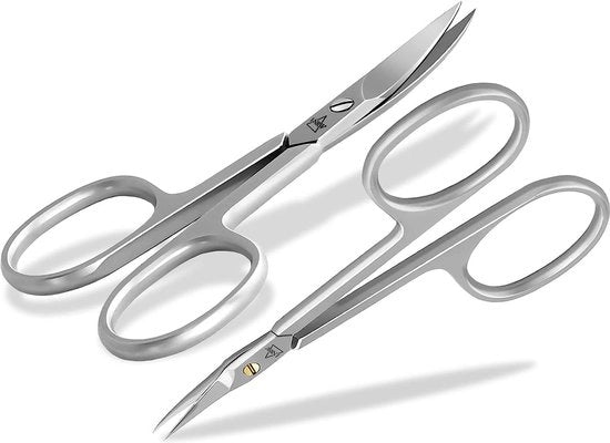 Set di forbici per unghie, forbici per cuticole, extra fine e affilate, manicure, trimmer per unghie, forbici per pelle con lama curva, in acciaio inossidabile, per signore e signori