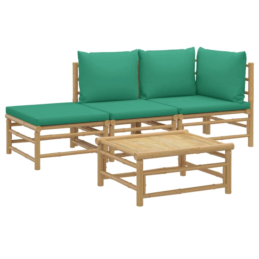 Set Salotto da Giardino 4pz con Cuscini Verdi BambÃ¹cod mxl 124214